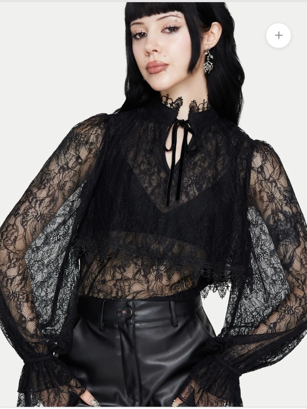 Darkwave Tie Neck Lace Blouse